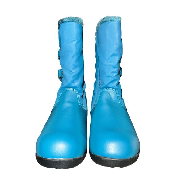 Totes Snow Boots Women's Size 6.5 W Bright Blue Faux Fur Lined Side Zip NWOB - Picture 2 of 8